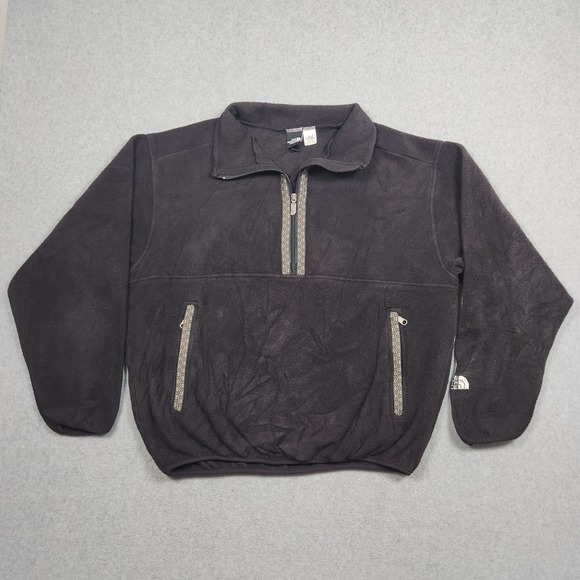 Vintage North Face Jacket Mens XL Black Aztec 1/4 Zip Fleece Outdoors USA 90s